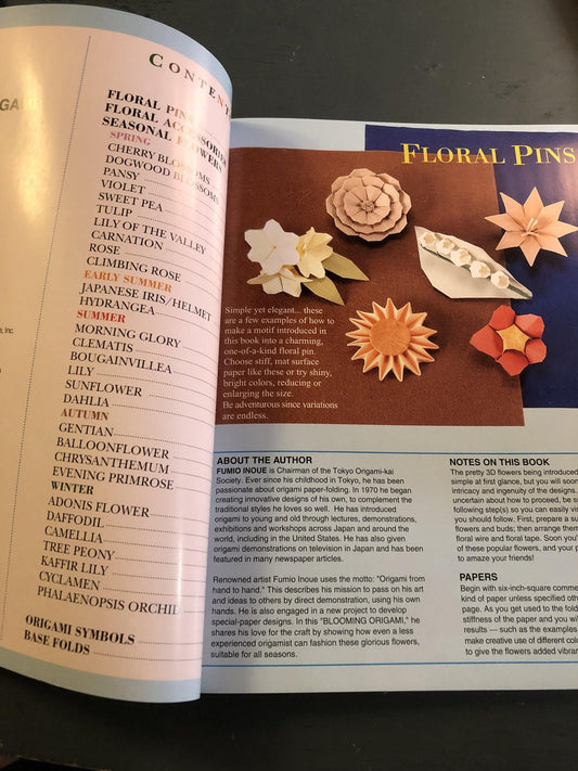 Blooming Origami, by Fukui Inoue, Step -by-Step Illustrations, Soft Cover Book