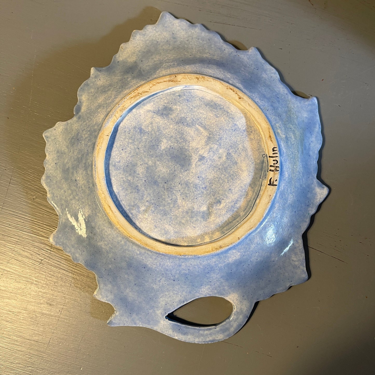 Sky Blue Leaf Ceramic Trinket Dish, Vintage Decorative Hobbyist Cottagecore Collectible