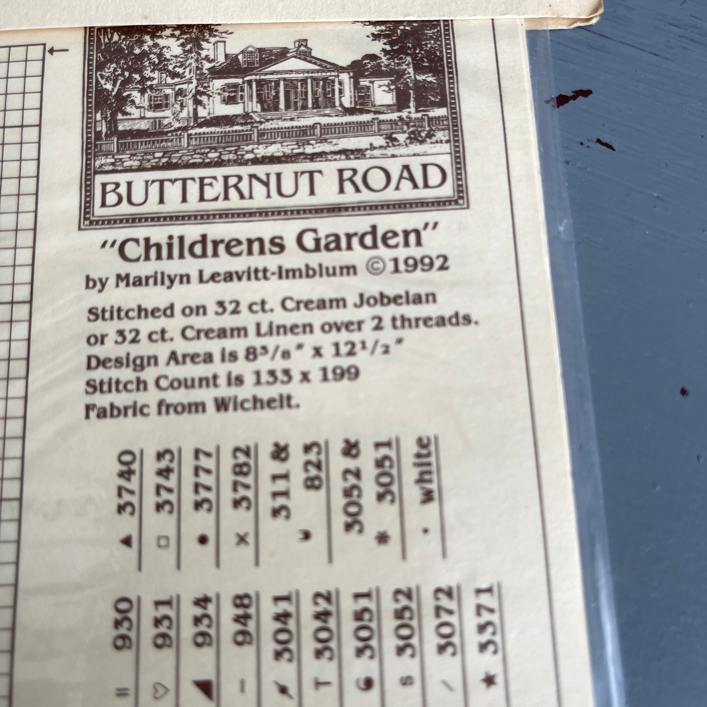 Butternut Road, Childrens Garden, Maryrilym Levitt-Imblum, Vintage 1992, Counted Cross Stitch Chart*
