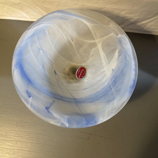 Beautiful sky blue ornate silver pedestal bowl made in Murano Italy vintage collectible decorative candy dish*