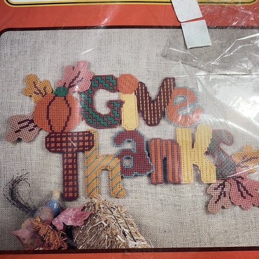 Temptations Give Thanks 4217 Vintage 1993 Plastic Canvas Wall Hanging Kit