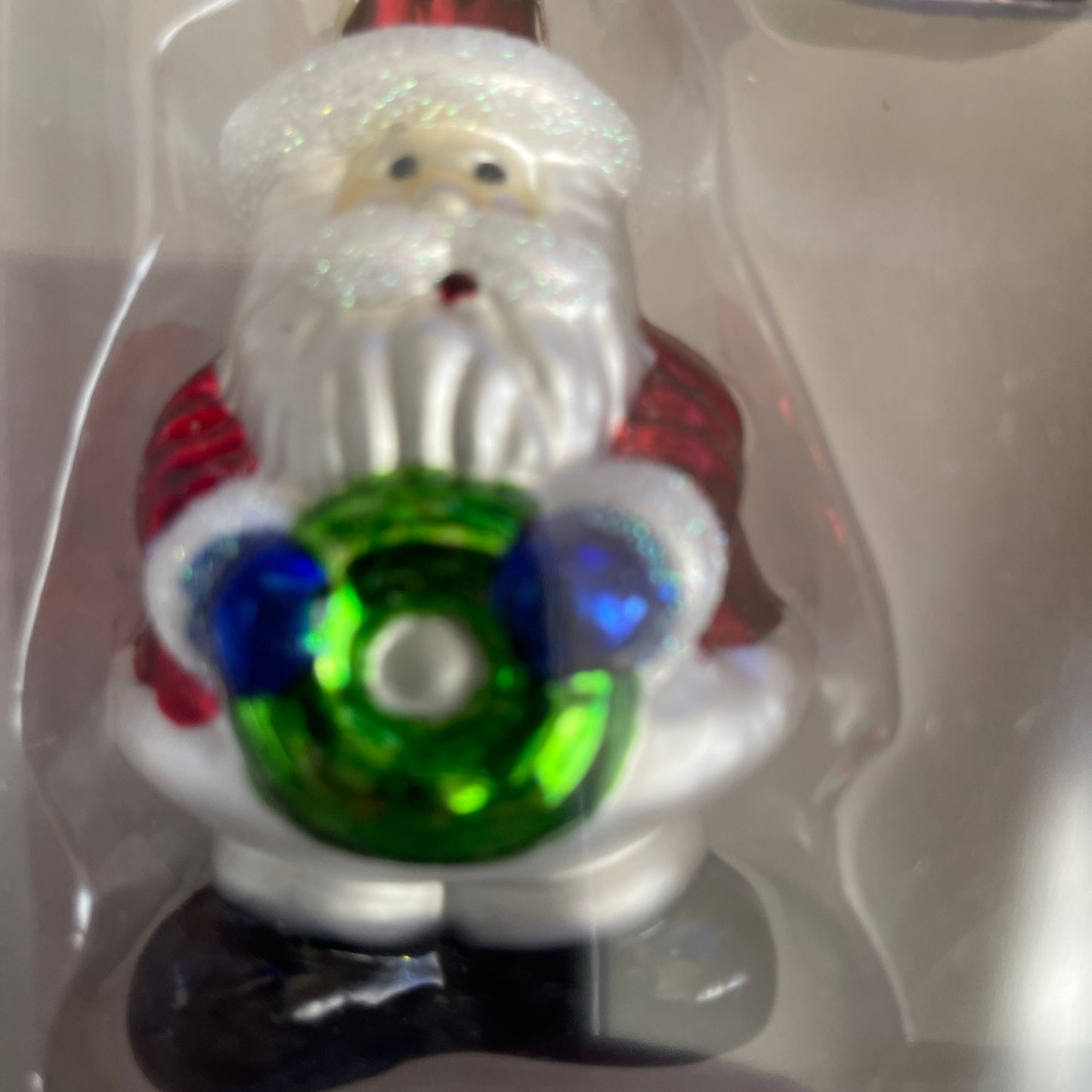 St. Nicholas Square Set Of 3 Santa Clauses Collectible Glass Christmas Ornaments