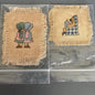 Cute Twin Girls in Bonnets and Bear In A Armchair Pair Of Finished Vintage Cross Stitch Picture Magnets