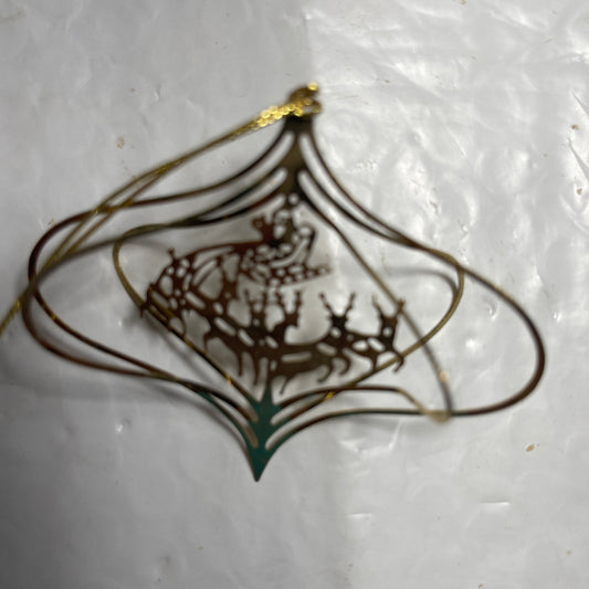 Santas Midnight Sleigh Ride Gold-tone Metal Christmas Tree Ornament