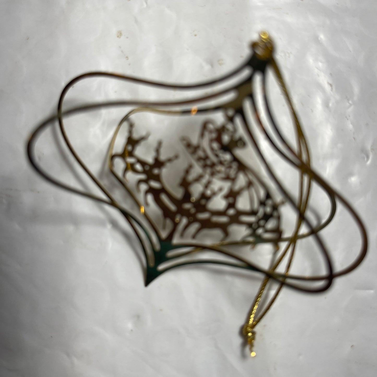 Santas Midnight Sleigh Ride Gold-tone Metal Christmas Tree Ornament