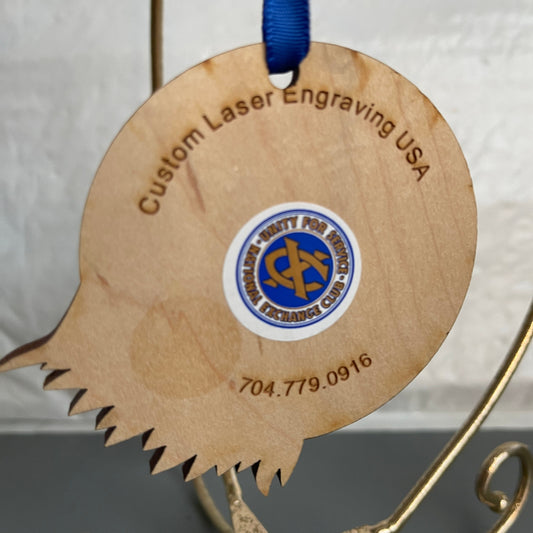 Wooden Eagle By Custom Lazer Engraving USA For National Exchange Club Christmas Ornament