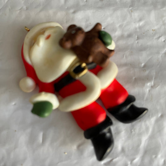Russ Santa Clause Holding A Teddy Bear Ornament