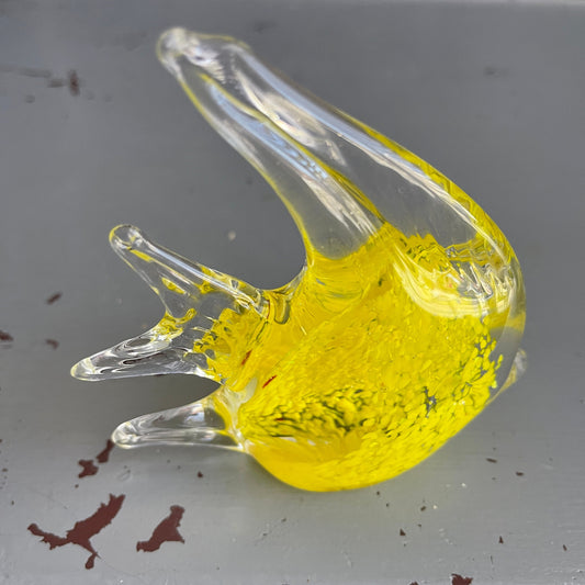 Gorgeous Glass Yellow Angel Fish Sea Life Paper Weight