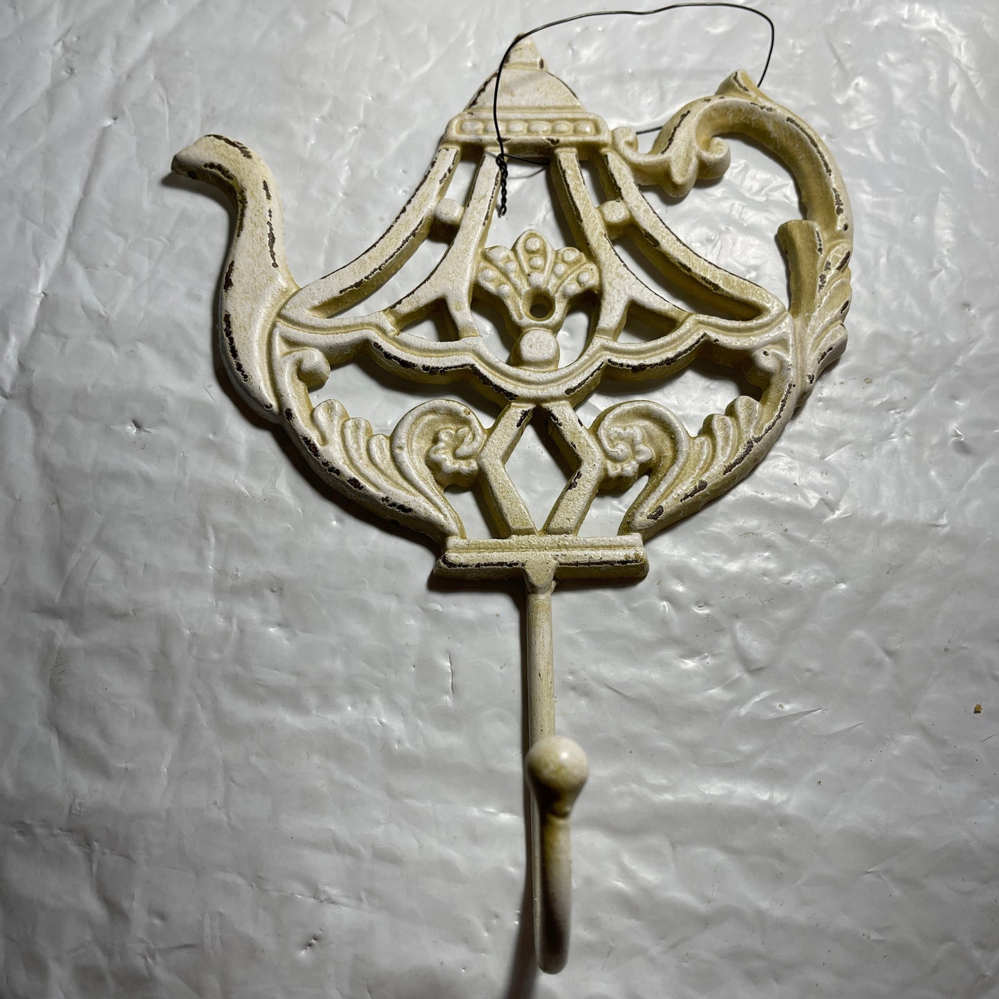 Tremendous Teapot Cast Iron Wall Hook Ornate Tea Kettle Design Vintage Collectible Cottagecore Decor