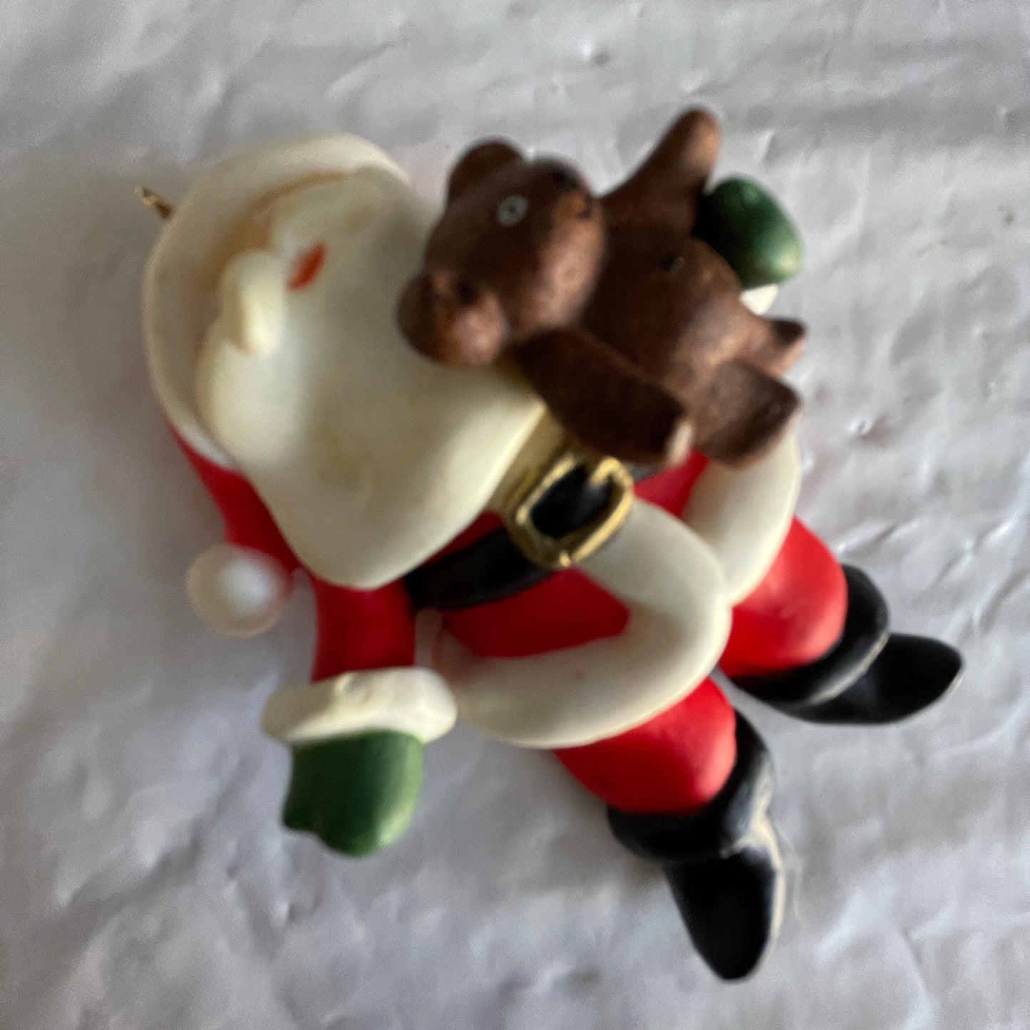 Russ Santa Clause Holding A Teddy Bear Ornament