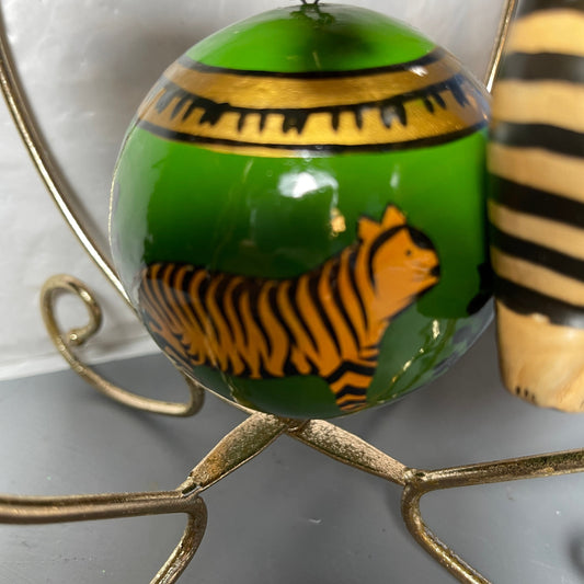Jungle Animal Inspired Set Of 3 Vintage Christmas Tree Ornaments