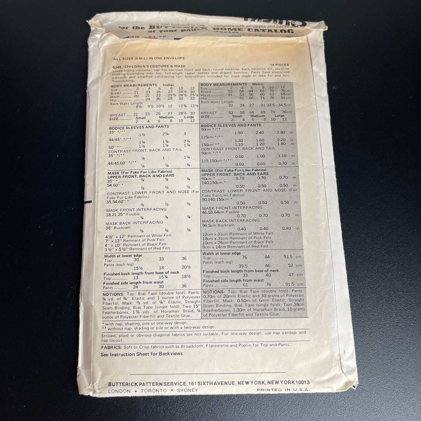 Butterick Bugs Bunny Costume 6348 Vintage Sewing Pattern