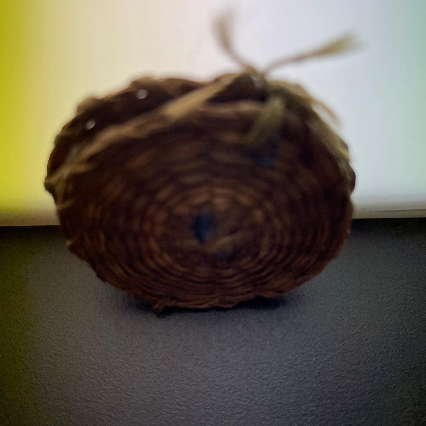 Wonderful Wicker Covered Pin Cushion Vintage Sewing Notion