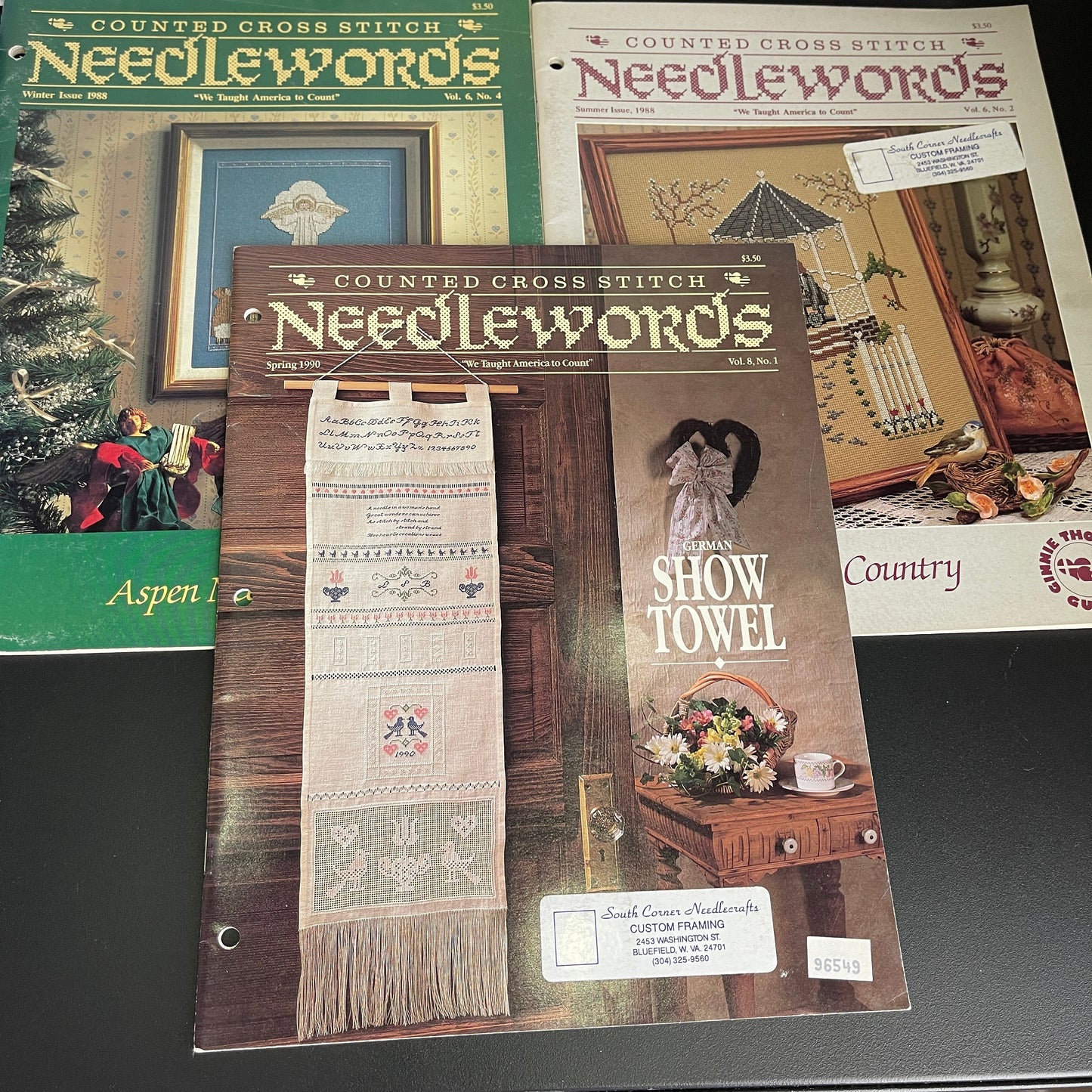 Needlewords Set of 3 Vintage 1988 Counted Cross Stitch Design Magazines Vol 6 No 2, Vol 6 No 4 & Vol 8 No 1