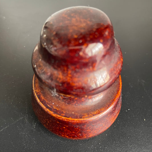 Insulator Brown Ceramic Electric Wire Thread Onto Wood Pole Antique Cottagecore Collectible