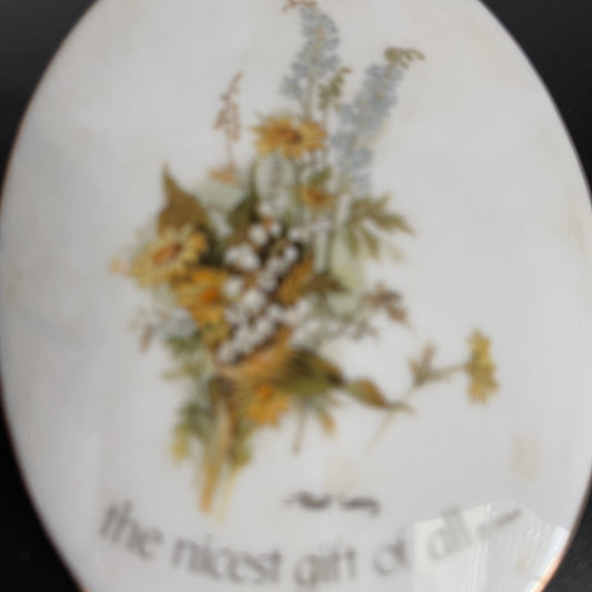 Floral Sentiments Love Is the nicest gift of All 4.5 inch Porcelain Collectible Wall Hanging