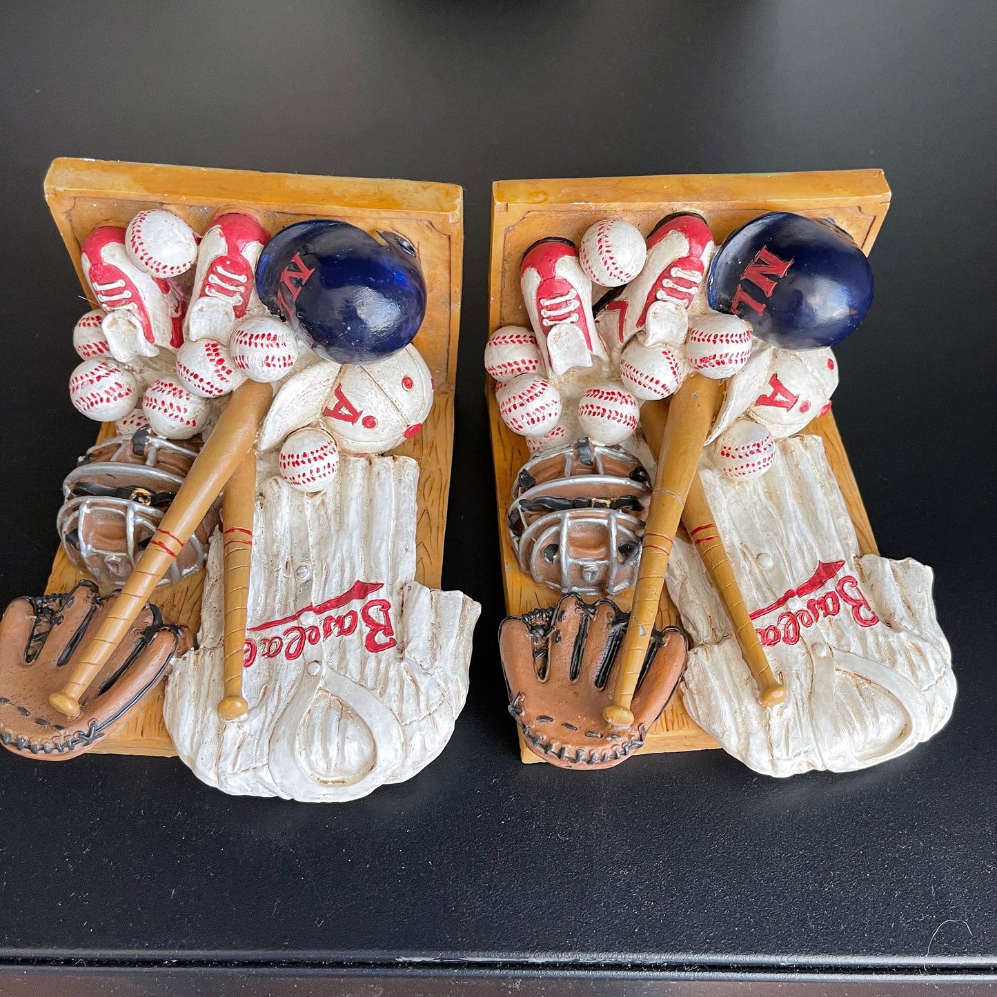 Bombastic Baseball Detailed Cast Iron Bookends Vintage Collectible Sports Memorabilia