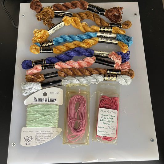 Bargain Mixed Lot of Thread Rainbow Gallery Rainbow Linen, DMC, and Velour Yarn See Pictures and Description*