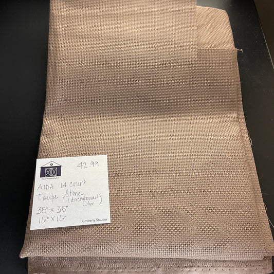 AIDA 14 Count Taupe Stone Discontinued Color Cross Stitch Fabric 35 By 35 and 16 By 16 Inch Pieces Included