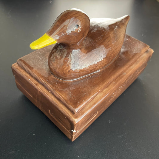 Delightful Duck Porcelain Vintage Collectible Cottagecore Keepsake/Jewelry Box*