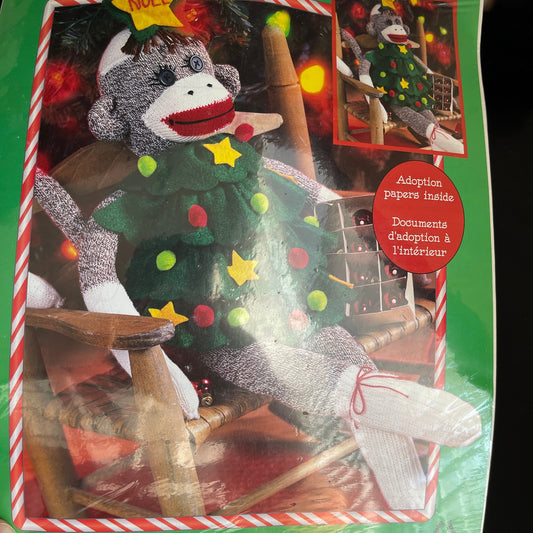 Leisure Arts Noel 21 inch Sock Monkey #46305 Vintage 2003 Stuffed Doll Making Kit