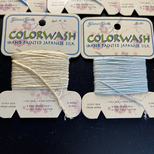 Glisson Gloss Colorwash Hand Painted Japanese Silk Ivory 535 x2, Light Blue 558 x2, Multi Blue 506 x1 Thread