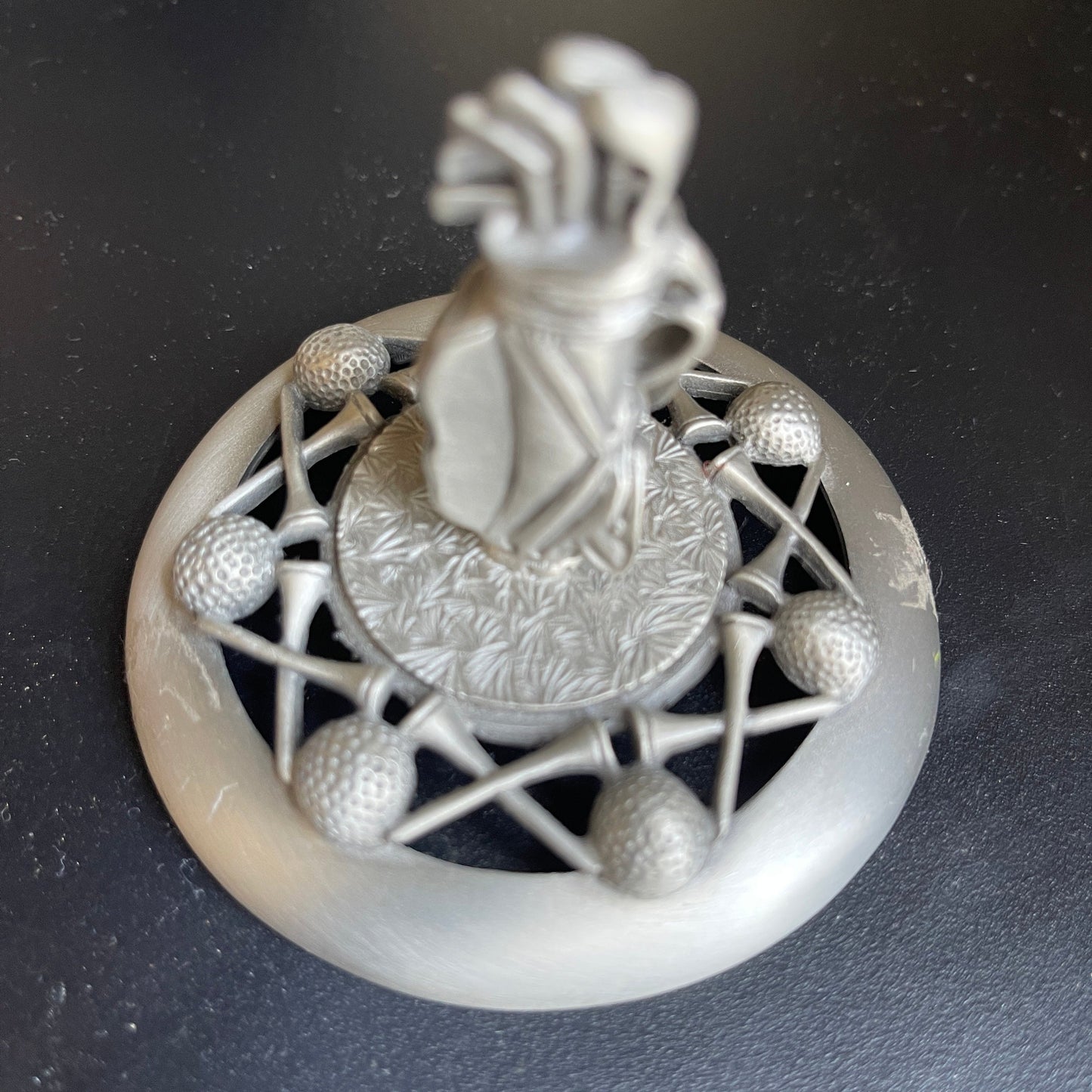 Pewter Golf Bag Statuette/Topper vintage collectible Sports Decor