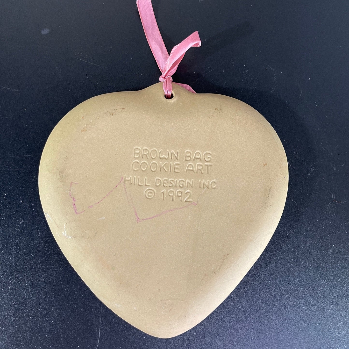 Brown Bag Cookie Art Heart vintage 1992 stone ware cookie mold kitchen collectible
