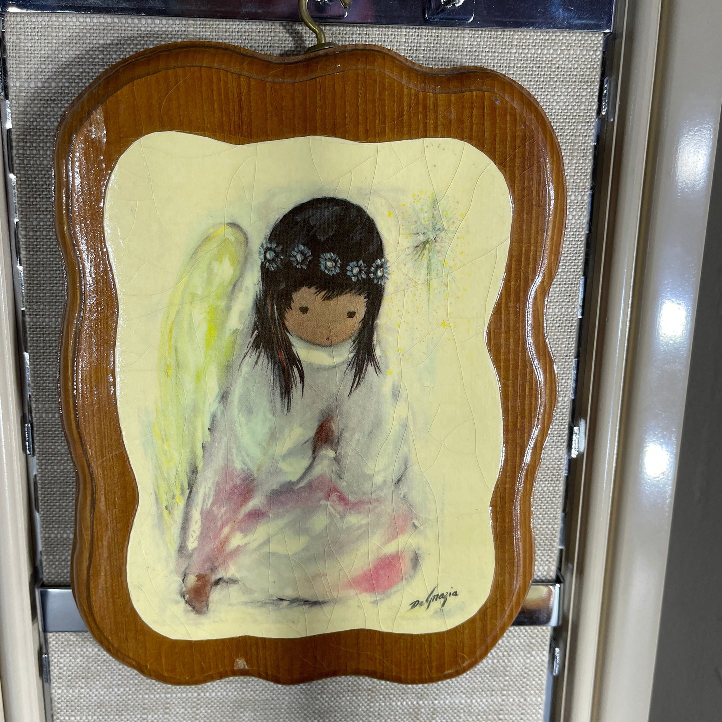 Ted DeGrazia A Little Prayer & Flower Boy set of 2 vintage wooden decoupage wall plaques