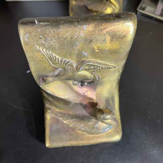 Spelter Cast duck/geese antique gold-tone book ends