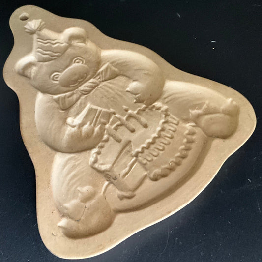 Brown Bag Cookie Art Birthday Cake Teddy Bear Vintage 1989 cookie mold