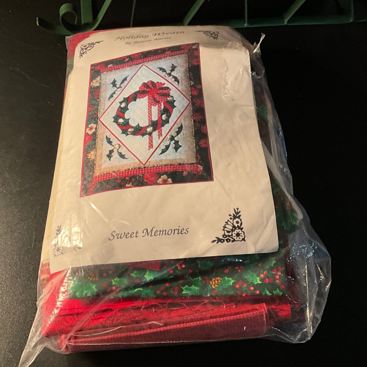 Sweet Memories Holiday Wreath by Bonnie Kaster quilt kit with fabric