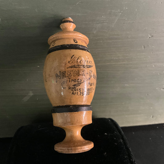 Wonderful wooden needle case made in Germany collectible needlecraft keepsakes