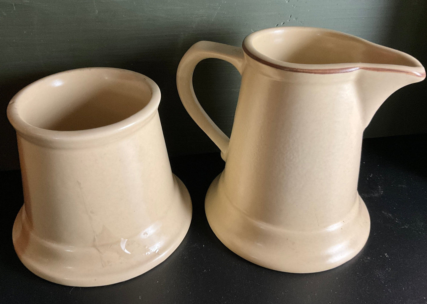 Pfaltzgraff Village pattern vintage creamer and sugar with lid