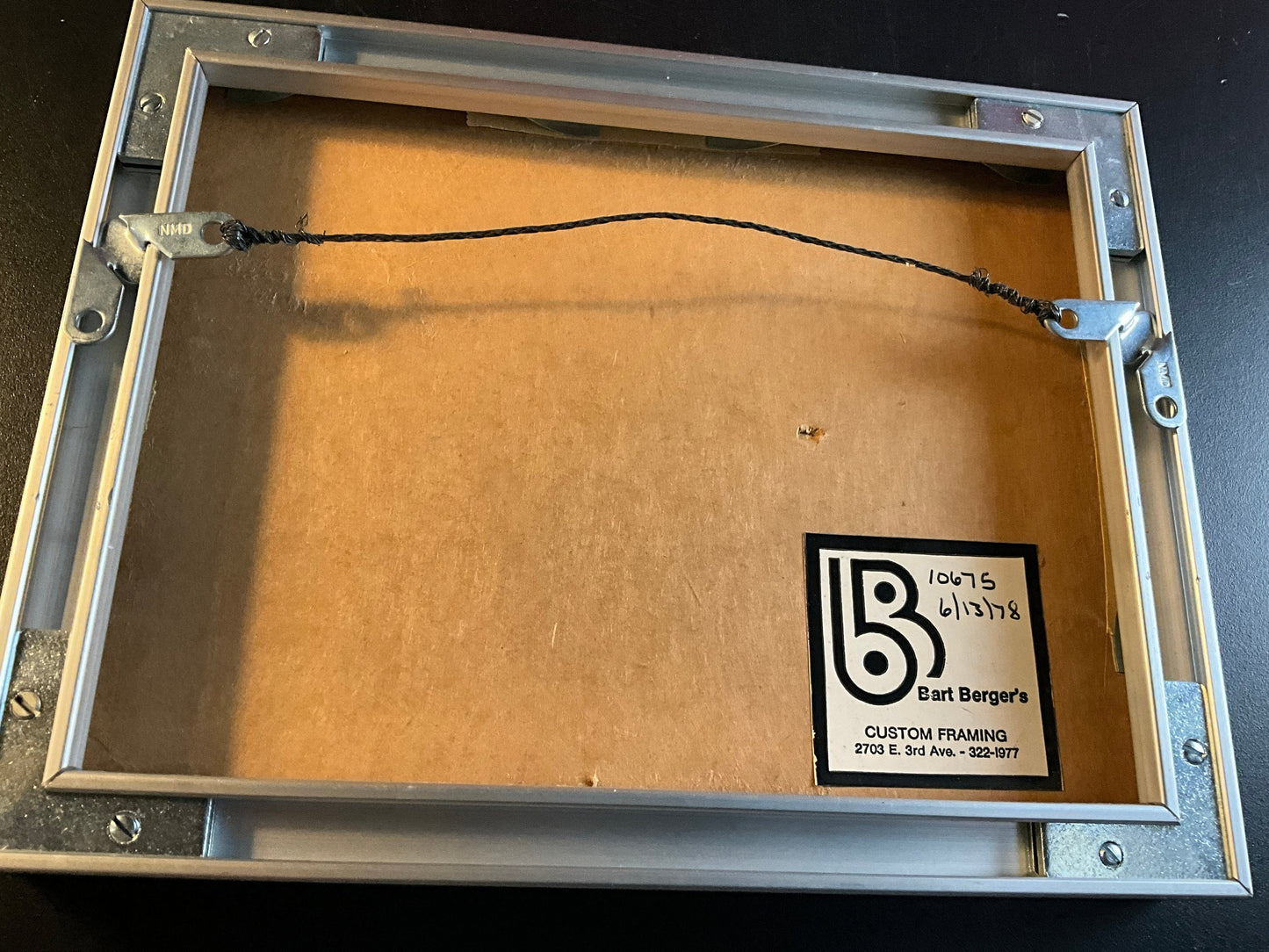 PE Gray Rustic Bank Barn Sketch vintage 1978 in aluminum frame 8.5 by 6.5 inches