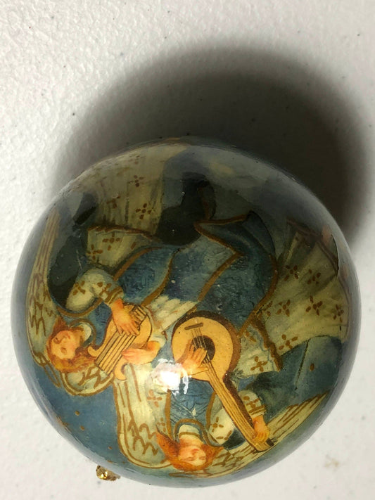 Silvestri, Angels, Playing Instruments, Painted Ball, Vintage, Christmas, Ornament