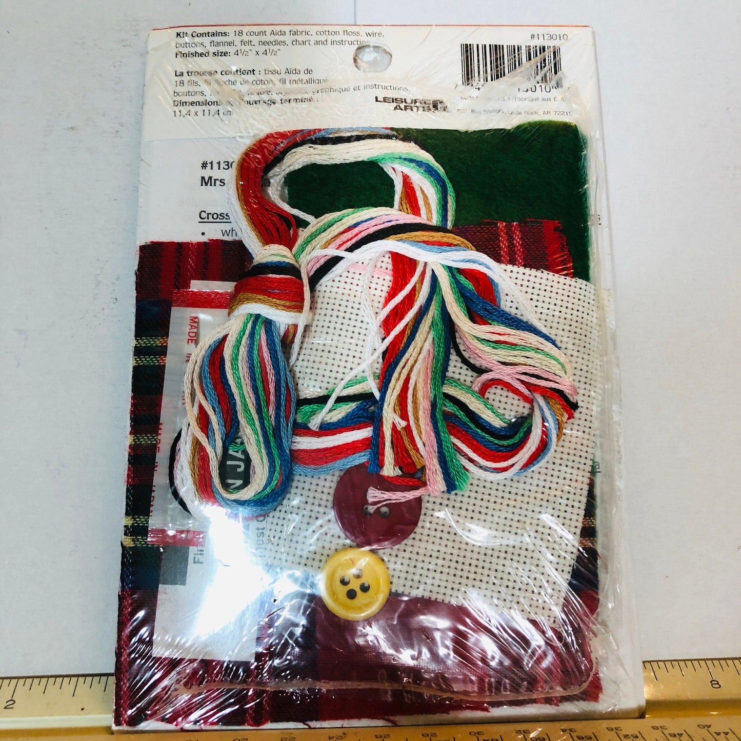 Leisure Arts, Christmas Quickies, Mrs. Santa Ornament, Counted Cross Stitch Kit