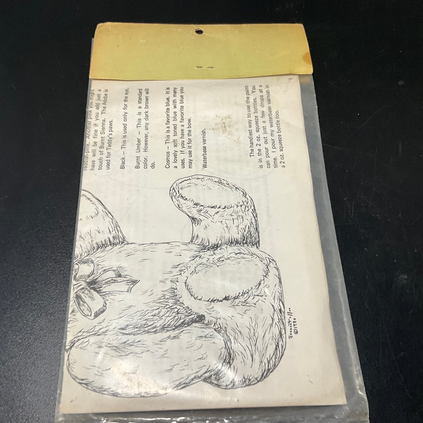 Jeannie's Cuddly Cutouts vintage 1980 Teddy Bear to paint pattern