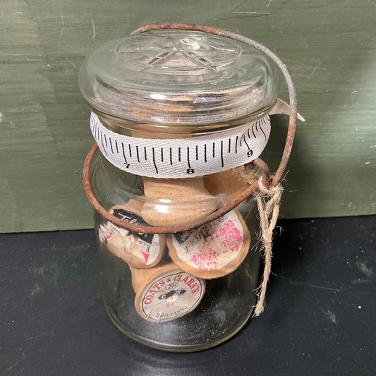 Decorate your personal needlecraft space with jars full of vintage sewing notions see pictures and variations*