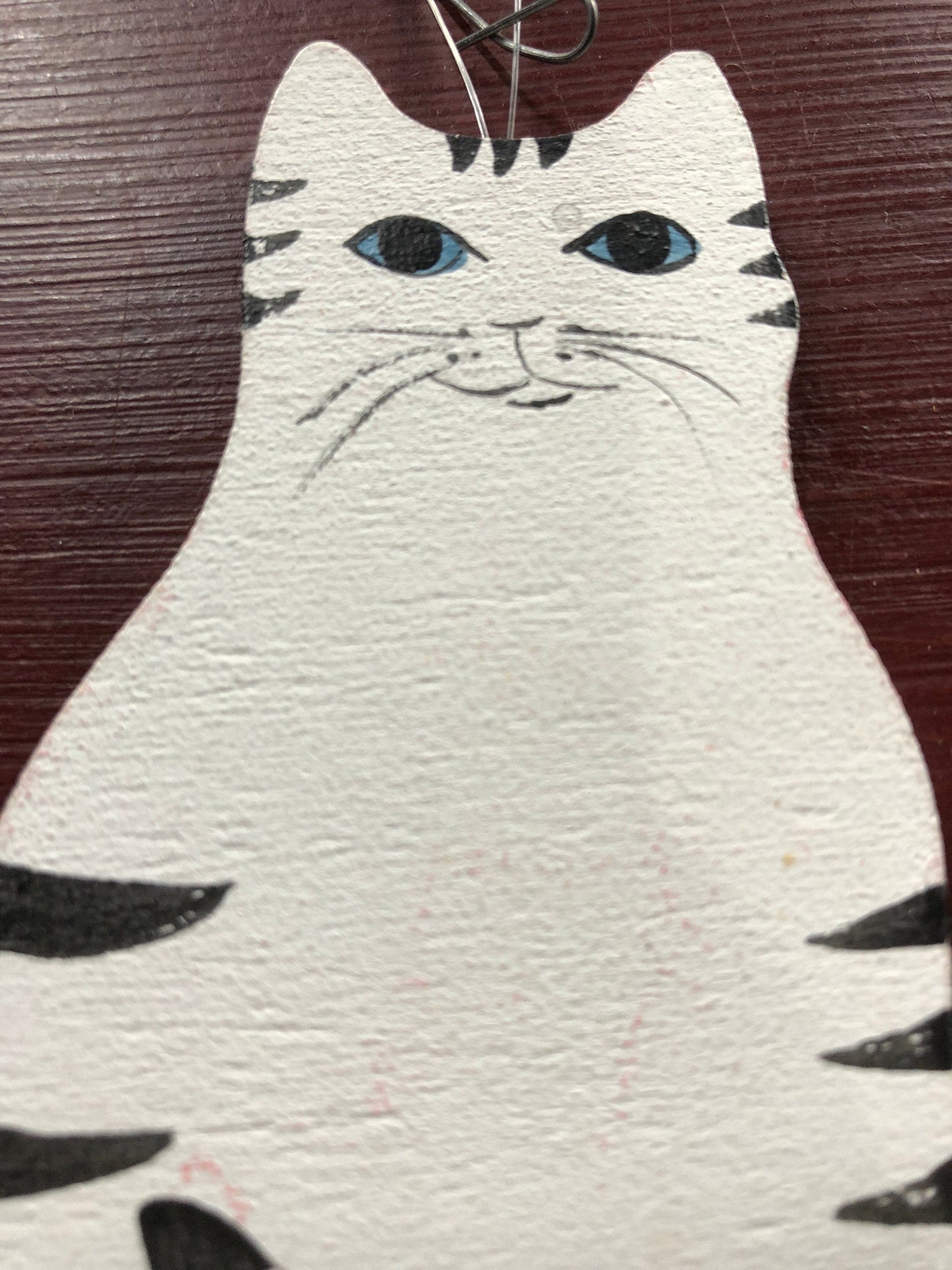 Kitten, Wooden, Painted, Vintage, Christmas, Ornament