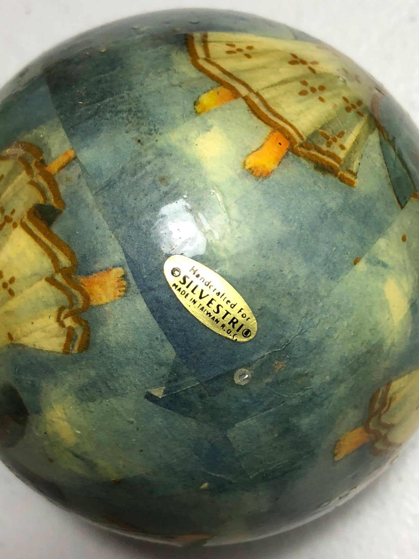 Silvestri, Angels, Playing Instruments, Painted Ball, Vintage, Christmas, Ornament