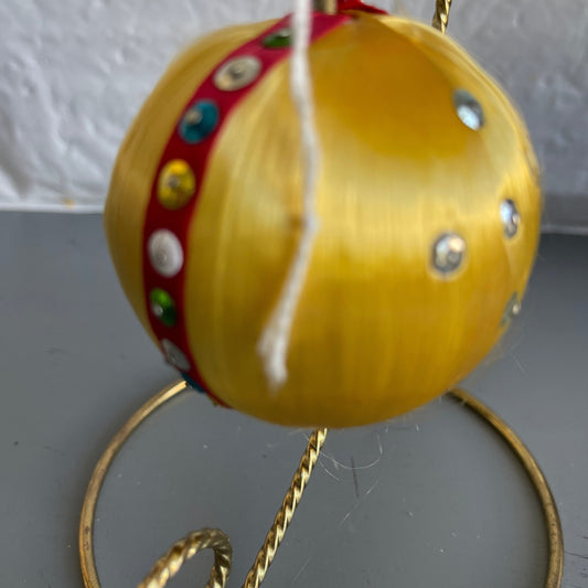 Yellow Silken with Cross Handmade Sequin Christmas Tree Ornament
