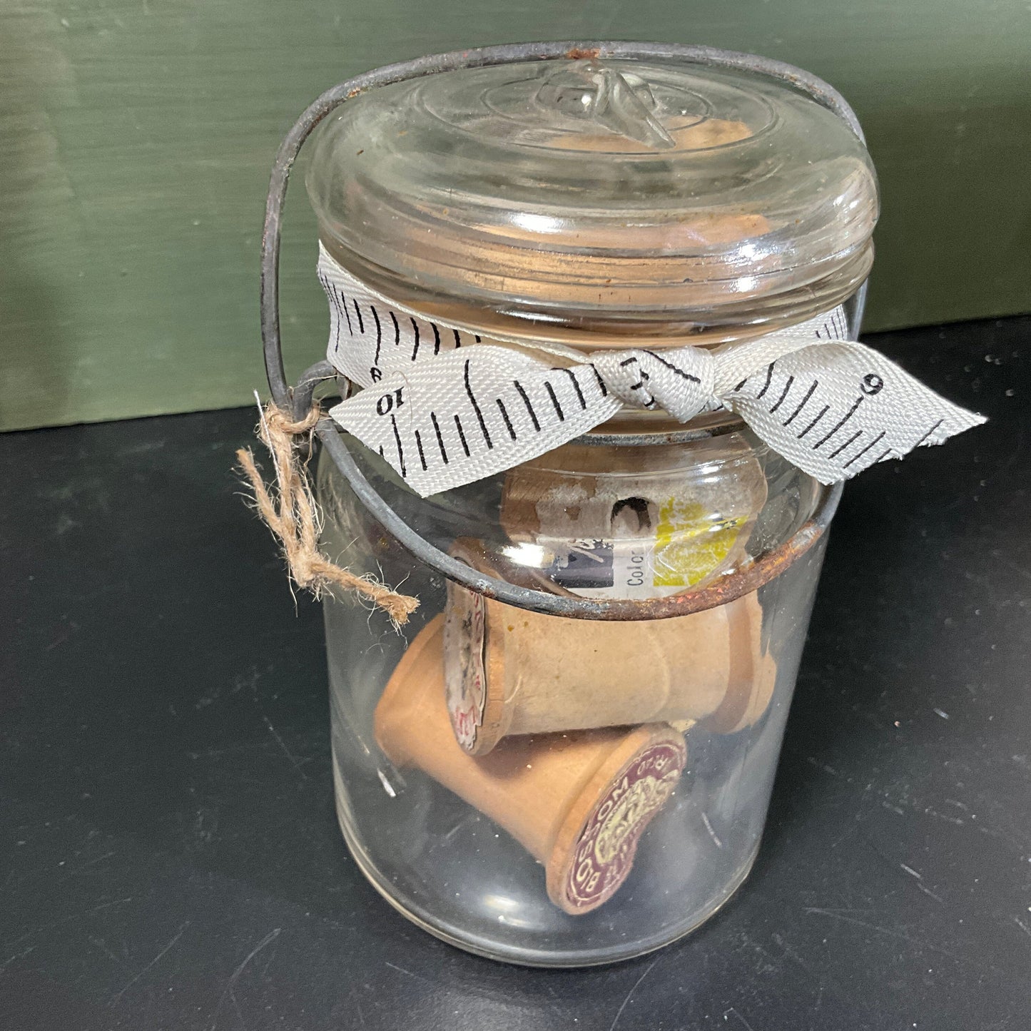 Decorate your personal needlecraft space with jars full of vintage sewing notions see pictures and variations*