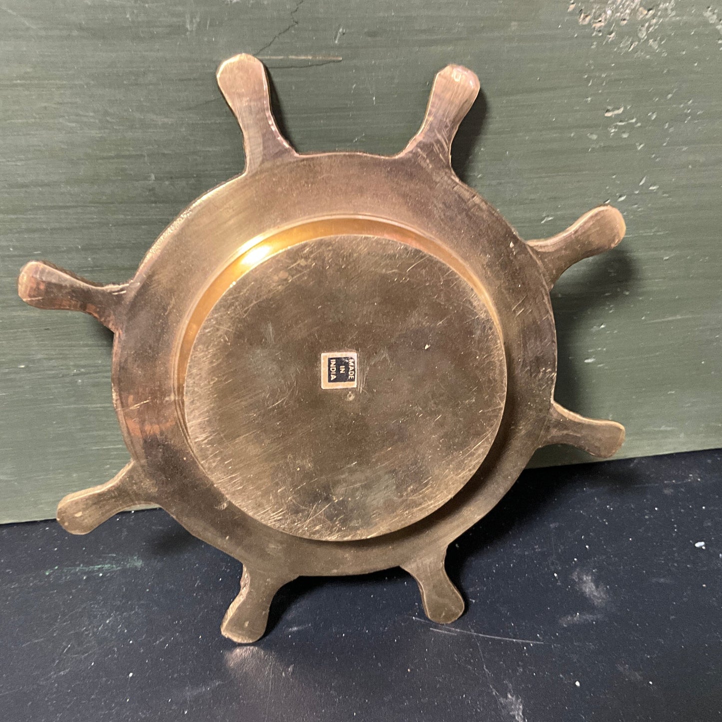 Cape Cod Massachusetts ships wheel ashtray solid brass vintage 1970s souvenir nautical collectible