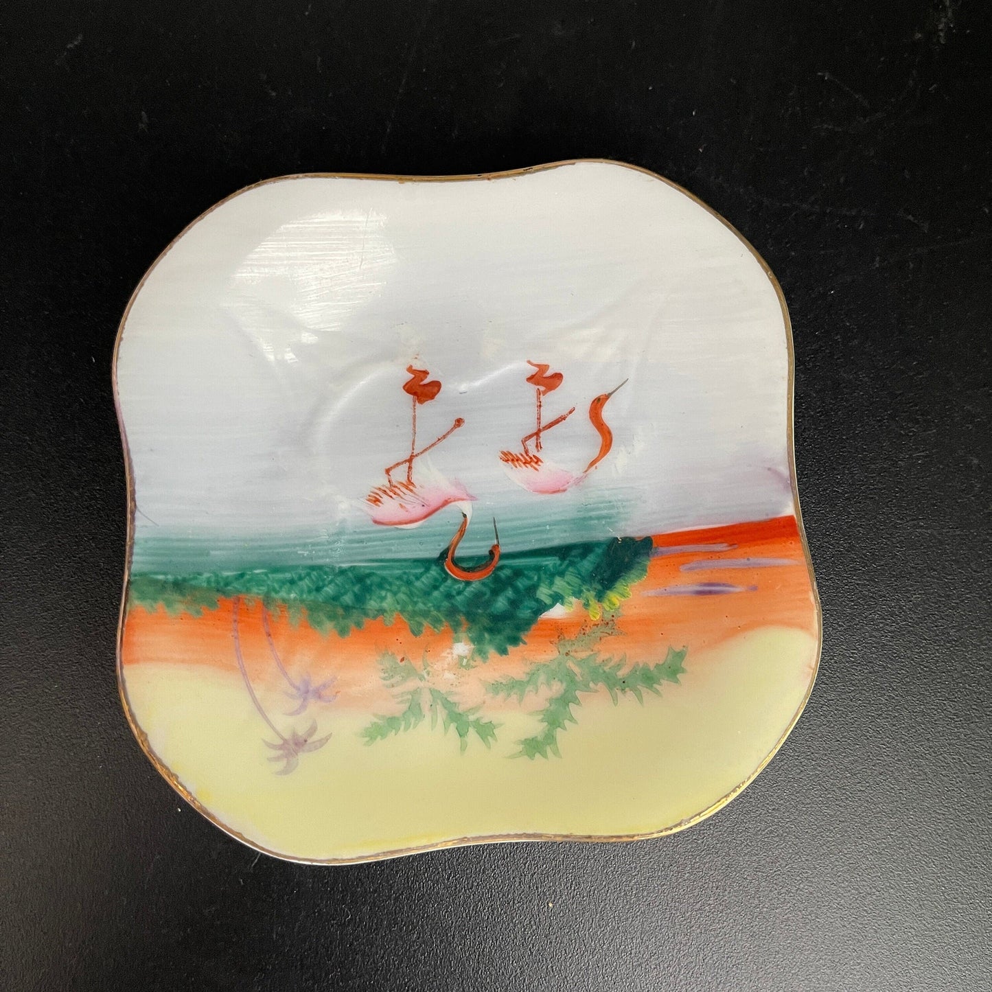 Resplendent Ray-Mar Miami Florida Flamingos 3.5 inch vintage keepsake collectible mini trinket dish