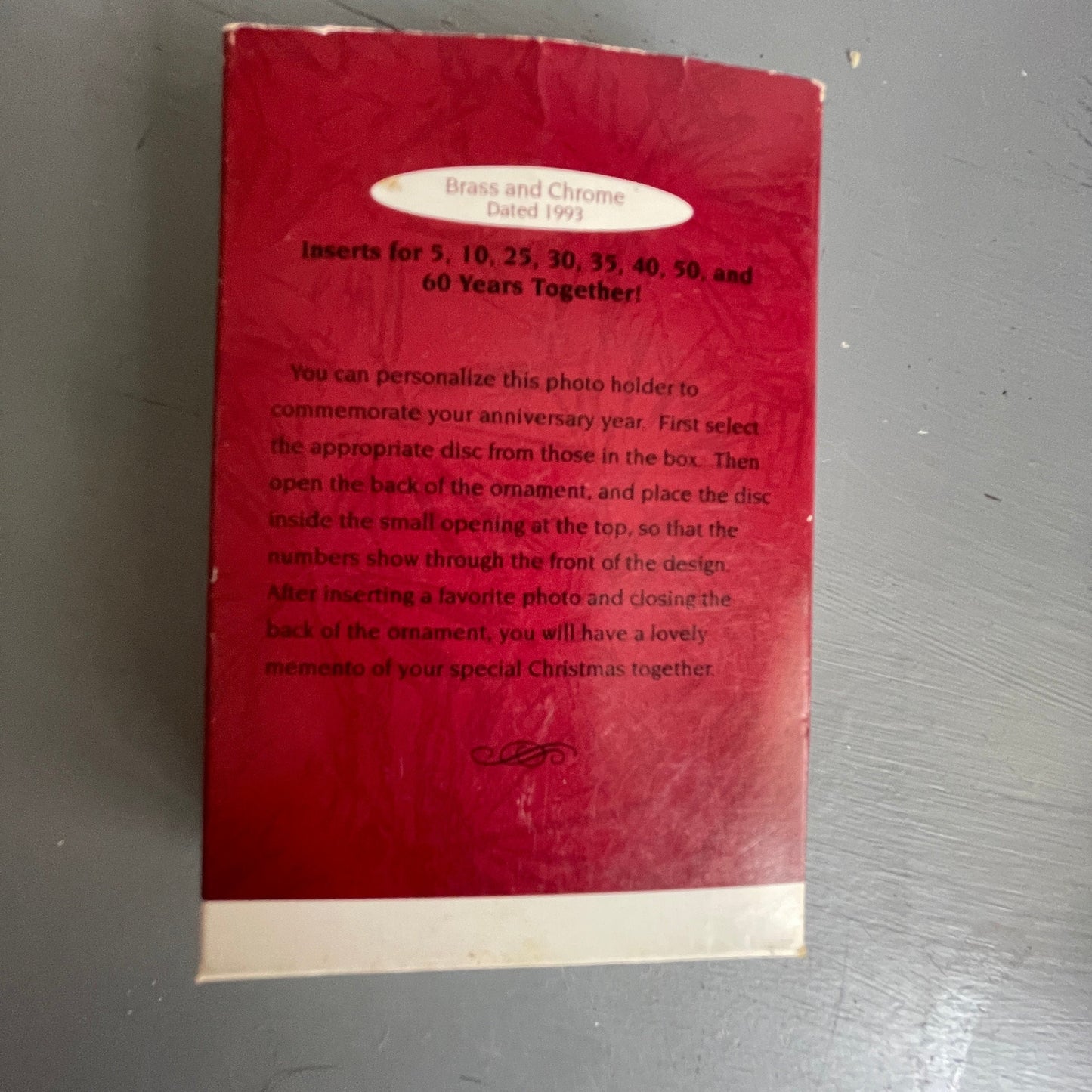 Hallmark Anniversary Year 10 Dated 1993 Brass and Chrome Photo Holder Keepsake Personalized Ornament QX5972*