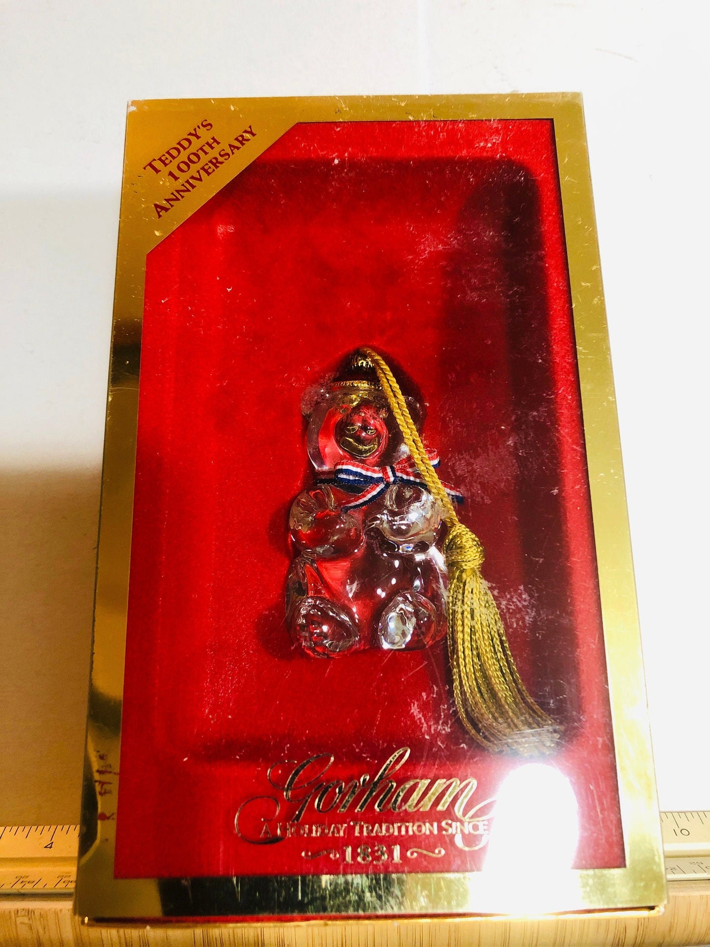 Gorham, Teddy's 100th Anniversary,Patriotic Lead Crystal 3D Ornament