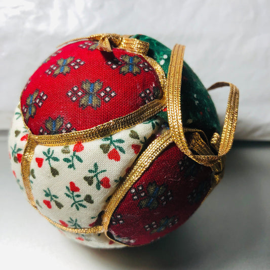Homemade, Quilted Round Ball Christmas Ornament