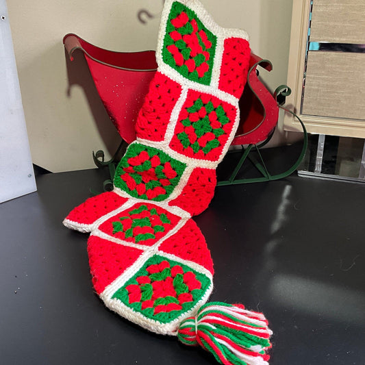 Large beautifully hand crocheted 22 inch Christmas stocking