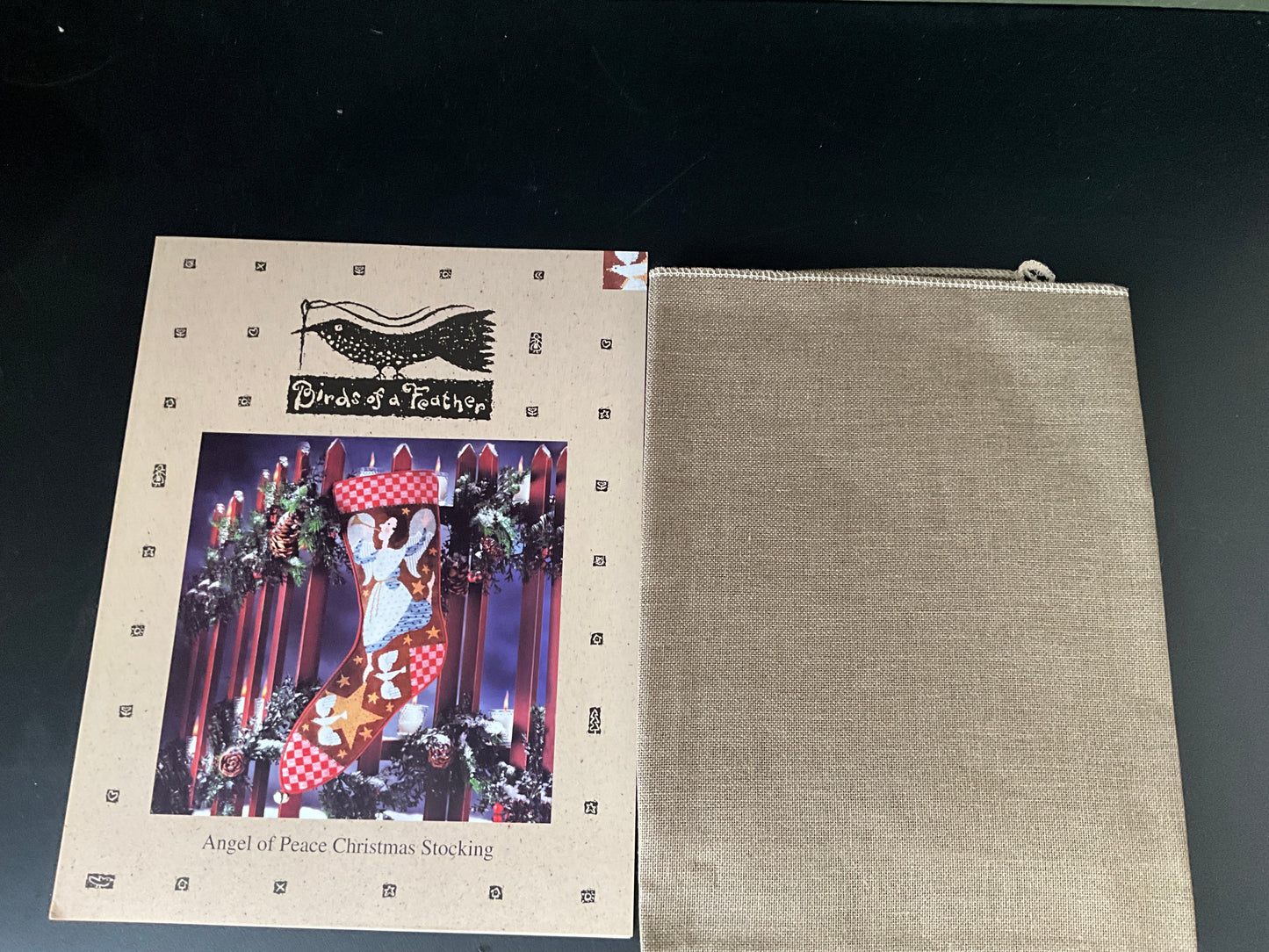 Birds of a Feather Angel of Peace Christmas Stocking cross stitch chart with Sparrow 28 count 30”x22” fabric(discontinued)included!